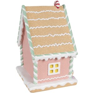 Clayre & Eef 6PR4263 Dekoratívny domček ružový 20x16x25 cm Polyresin Vianočné