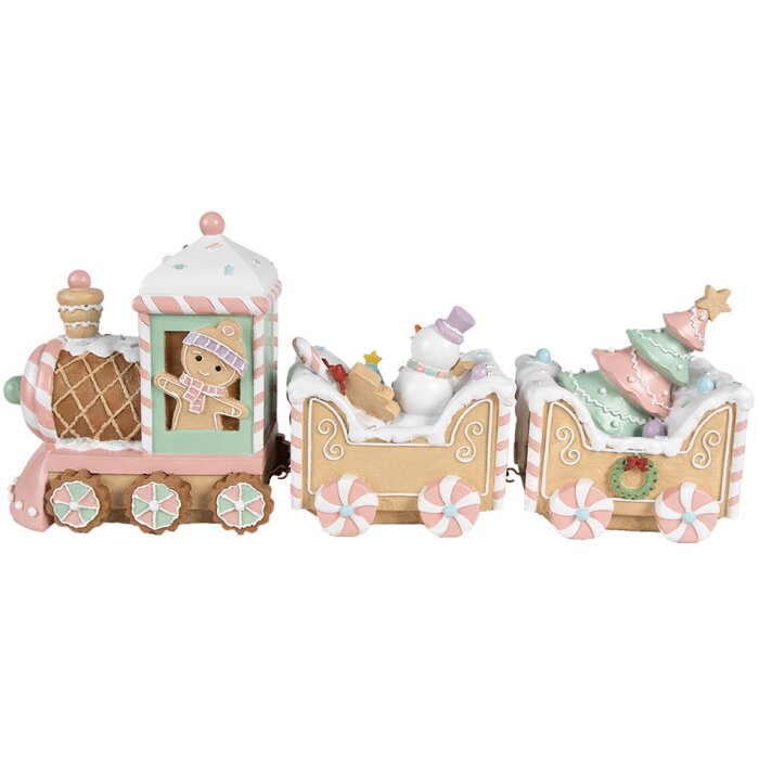 Clayre & Eef 6PR4266 Dekorácia Vlak béžová ružová 45x12x19 cm Polyresin