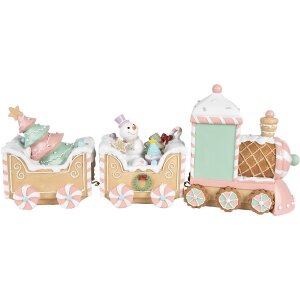 Clayre & Eef 6PR4266 Dekorácia Vlak béžová ružová 45x12x19 cm Polyresin