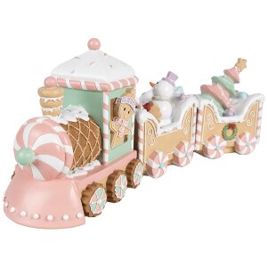 Clayre & Eef 6PR4266 Dekorácia Vlak béžová ružová 45x12x19 cm Polyresin