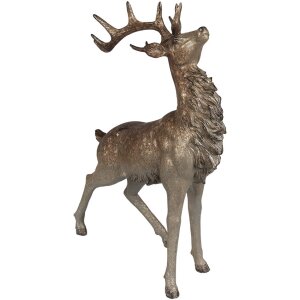 Clayre & Eef 6PR4294 Dekorácia Deer Brown Zlatá farba 33x16x42 cm