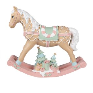 Clayre & Eef 6PR4260 Dekoratívny hojdací kôň béžový 41x10x37 cm Polyresinový vidiecky dom