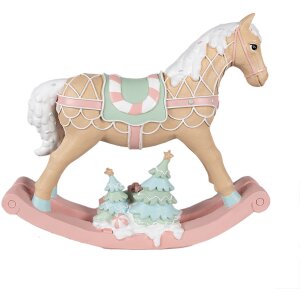 Clayre & Eef 6PR4260 Dekoratívny hojdací kôň béžový 41x10x37 cm Polyresinový vidiecky dom
