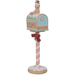 Clayre & Eef 6PR4265 Vianočná dekorácia poštová schránka ružová 11x10x36 cm Polyresin