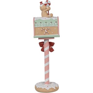 Clayre & Eef 6PR4265 Vianočná dekorácia poštová schránka ružová 11x10x36 cm Polyresin