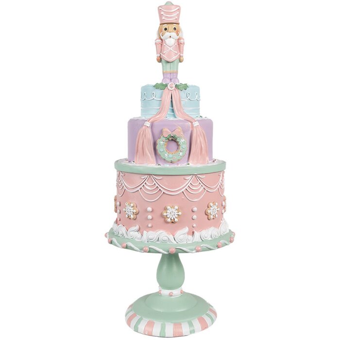 Clayre & Eef 6PR4261 Dekorácia Torta Ø 17x42 cm Ružová Polyresin Country Style