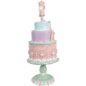 Clayre & Eef 6PR4261 Dekorácia Torta Ø 17x42 cm Ružová Polyresin Country Style