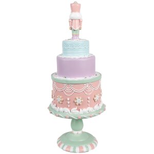Clayre & Eef 6PR4261 Dekorácia Torta Ø 17x42 cm Ružová Polyresin Country Style