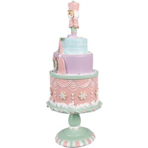Clayre & Eef 6PR4261 Dekorácia Torta Ø 17x42 cm Ružová Polyresin Country Style