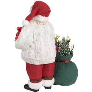 Clayre & Eef 65599 Vianočná dekorácia Father Christmas White Red 18x13x27 cm