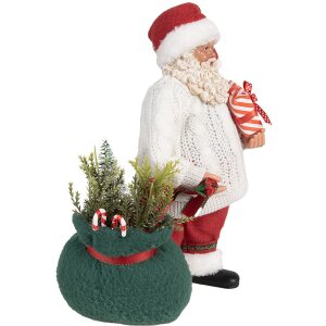 Clayre & Eef 65599 Vianočná dekorácia Father Christmas White Red 18x13x27 cm