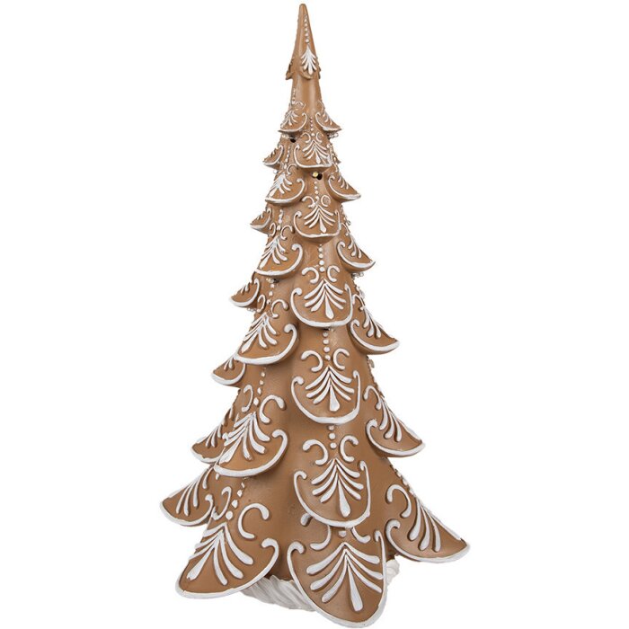 Clayre & Eef 6PR3905GG Vianočný stromček LED Brown Beige 26x23x42 cm 3xAA