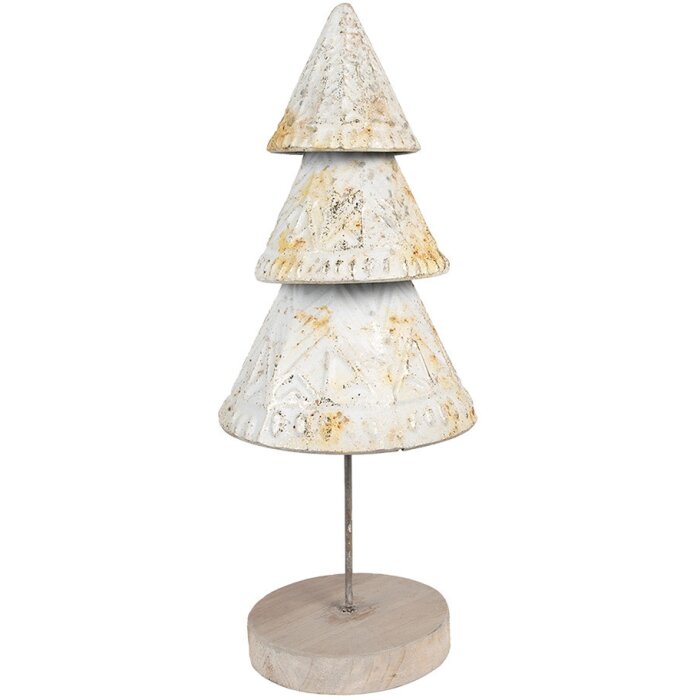 Clayre & Eef 65868 Vianočný stromček Ø12x32 cm Bielo-hnedý Iron Wood