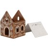 Clayre & Eef 6CE1742 Držiak na čajovú sviečku House Brown White 7x8x9 cm porcelán