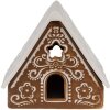 Clayre & Eef 6CE1744 Stojan na čajovú sviečku Domček Porcelán Hnedý Biely 8x8x8 cm