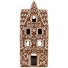 Clayre & Eef 6CE1746 Stojan na čajovú sviečku Dom porcelánový hnedý biely 7x7x17 cm