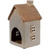 Clayre & Eef 6CE1890 Teelichthalter Haus Keramik Grau Braun 9x9x16 cm