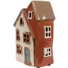 Clayre & Eef 6CE1908 Teelichthalter Haus Keramik Beige Orange 13x8x20 cm