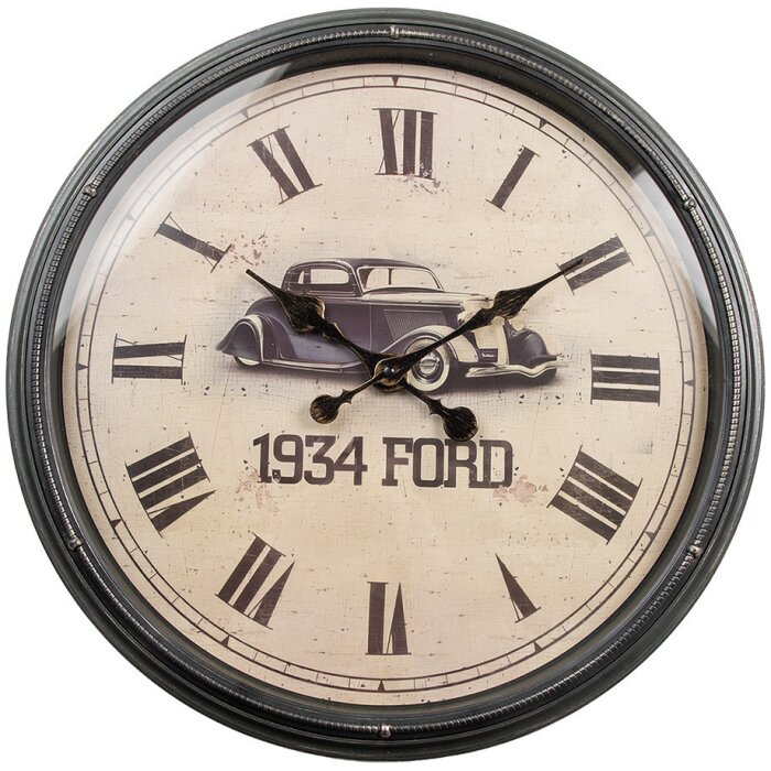 Clayre & Eef 6KL0830 Nástenné hodiny Vintage 1934 Ford Ø 51x5 cm 1xAA