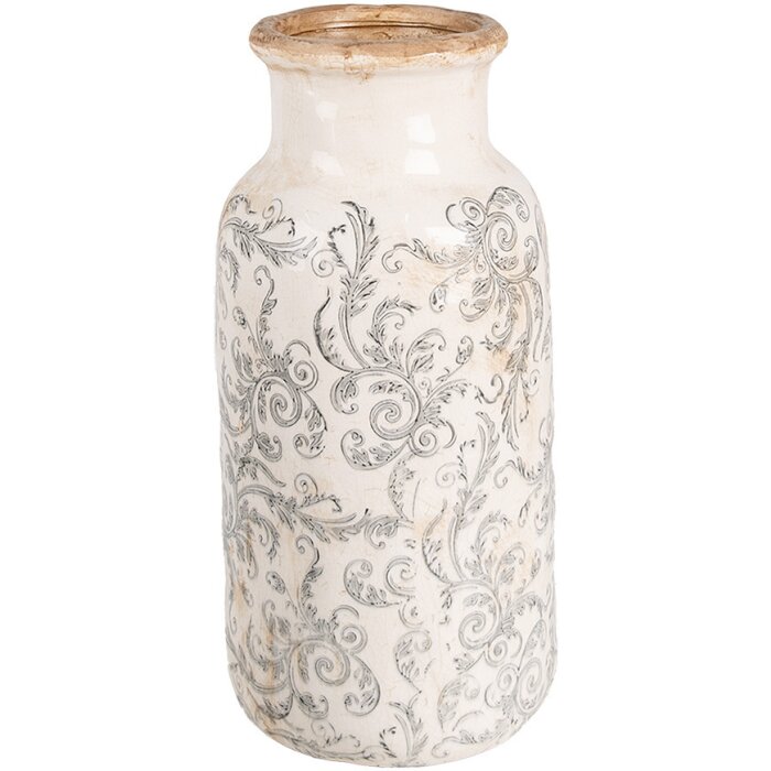 Clayre & Eef 6CE1927L Váza Ø 15x32 cm biela