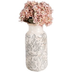 Clayre & Eef 6CE1927L Váza Ø 15x32 cm biela