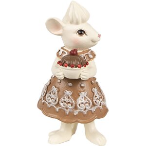 Clayre & Eef 6PR3904GG Dekoračné myši s tortovou súpravou 2 5x5x11 5x5x10 cm