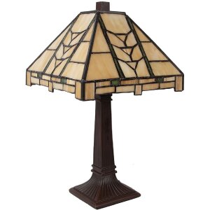 LumiLamp 5LL-5450 Stolná lampa Tiffany 23x23x38 cm E14 max 40W Béžová