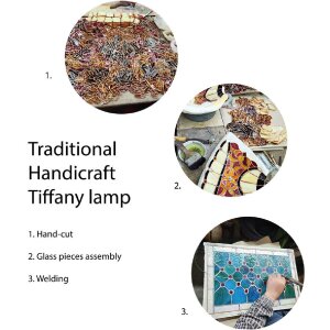 LumiLamp 5LL-5450 Stolná lampa Tiffany 23x23x38 cm E14 max 40W Béžová