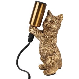 Clayre & Eef 6LMP791 Stolná lampa Cat Gold...