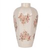 Clayre & Eef 6CE1963M Váza Ø 21x34 cm Béžová ružová keramika vo vidieckom štýle
