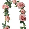 Clayre & Eef 6PL0321P Umelá ružová girlanda ružovo-zelená 150 cm