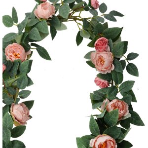 Clayre & Eef 6PL0322 Umelé kvety Rose Garland Pink Green 150 cm