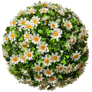 Clayre & Eef 6PL0324L Dekoratívna guľa umelý kvet sedmokráska bielo zelená Ø 30 cm