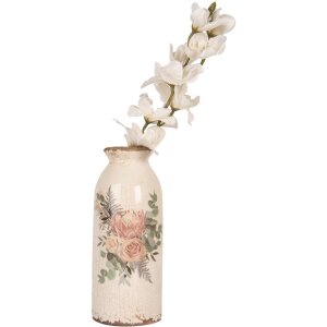 Clayre & Eef 6CE1980L Váza Keramická béžovo-ružová Ø 8x20 cm Vidiecky štýl