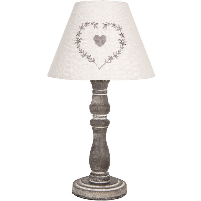 Clayre & Eef 6LMC0102 Stolná lampa Ø 23x40 cm Sivá E27 max 40W Textilné tienidlo