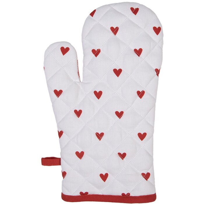 Rukavica do rúry Clayre & Eef LVT44 White Red Hearts 18x30 cm