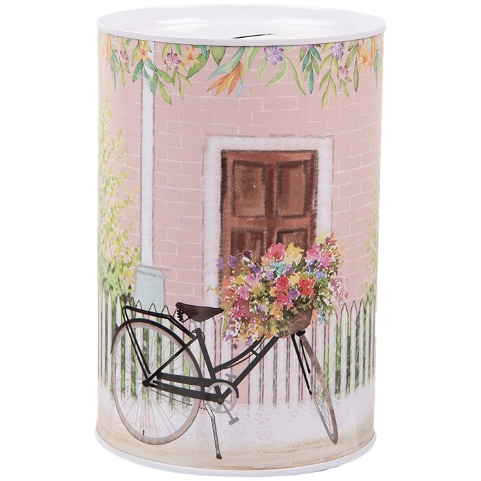 Clayre & Eef 6BL0155 Pokladnička na peniaze ružová Retro Ø 10x15 cm
