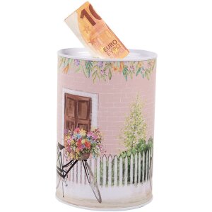Clayre & Eef 6BL0155 Pokladnička na peniaze ružová Retro Ø 10x15 cm