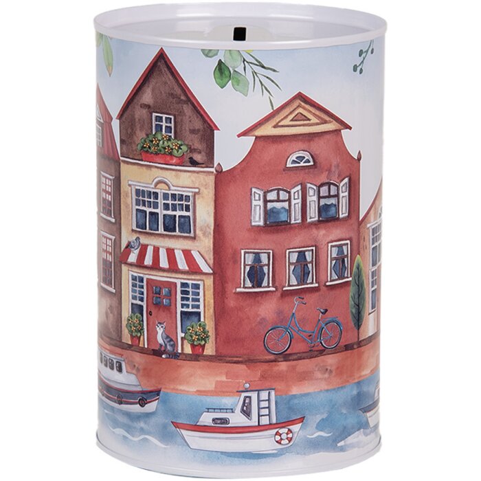 Clayre & Eef 6BL0158 Pokladnička na peniaze Domčeky lode Ø 10x15 cm