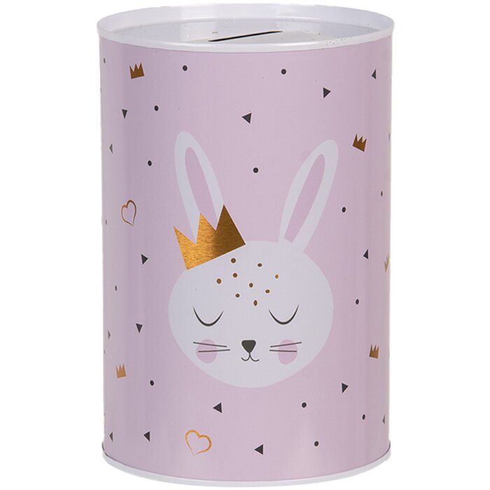 Clayre & Eef 6BL0164 Pokladnička na peniaze Pink Bunny Ø 10x15 cm