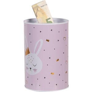 Clayre & Eef 6BL0164 Pokladnička na peniaze Pink Bunny Ø 10x15 cm