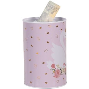 Clayre & Eef 6BL0165 Peňaženka ružovo-biela Ø 10x15 cm Romantický motív labute