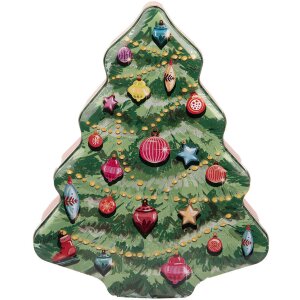 Clayre & Eef 6BL0154 Plechový vianočný stromček zelený červený 15x18x7 cm