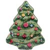 Clayre & Eef 6BL0154 Plechový vianočný stromček zelený červený 15x18x7 cm