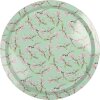 Clayre & Eef 6BL0181 Podnos Ø 32 cm zelený kvetinový retro vintage štýl