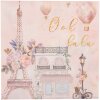 Clayre & Eef 73072 papierové obrúsky ružové s motívmi Paríža 33x33 cm 20 ks