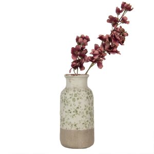 Clayre & Eef 6CE1929L Keramická váza zelená Ø 15x32 cm Vidiecky štýl