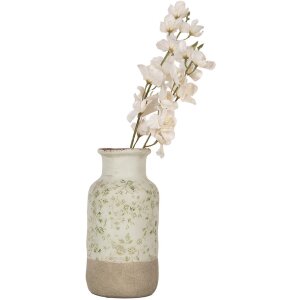 Clayre & Eef 6CE1929M Váza zelená keramika vo vidieckom štýle Ø 14x26 cm