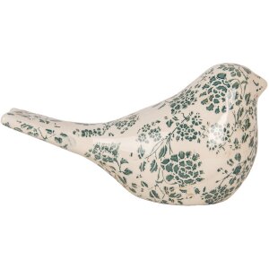 Clayre & Eef 6CE1950L Dekorácia Vták béžovo zelená 25x10x13 cm