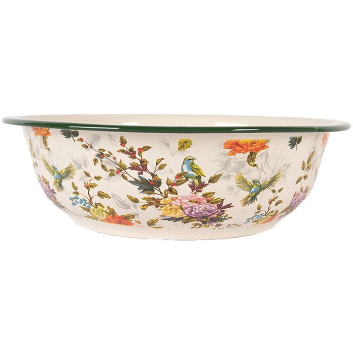 Clayre & Eef 6EM0003 Dekoratívna miska smaltovaná béžovo zelená Ø 30 cm 3000 ml